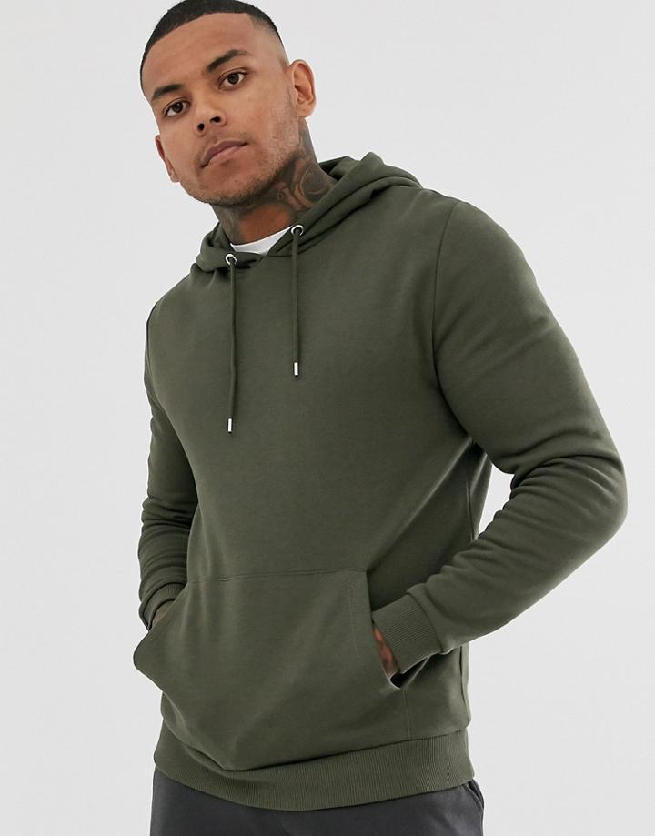 Asos Design Hoodie In Khaki