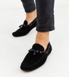 Asos Design Wide Fit Driving Shoes In Black Suede With Lace Detail