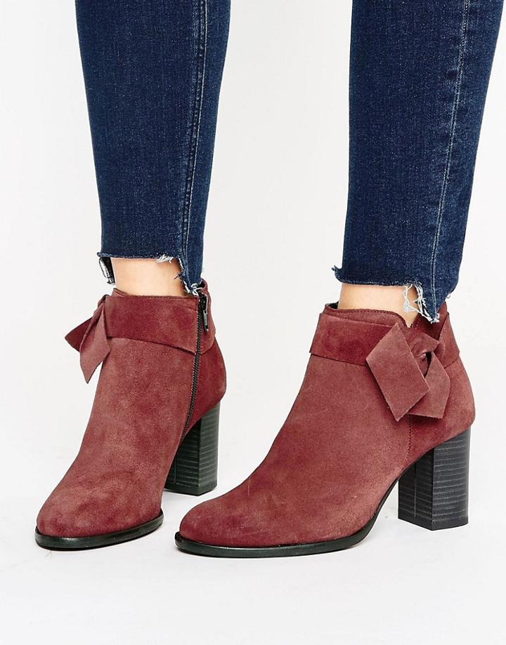 Vero Moda Suede Bow Heel Boots - Brown