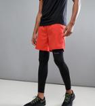 Asos 4505 Tall Training Shorts In Mid Length In Red - Red