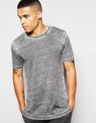 Asos Loungewear Longline T-shirt In Burn Out Fabric - Gray