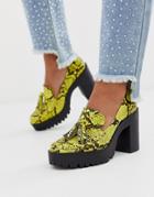 London Rebel Chunky Platform Shoes In Black Croc