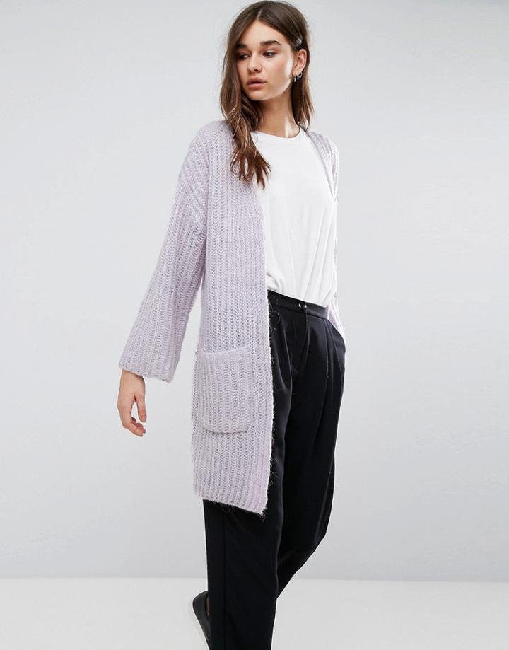 Gestuz Veda Wool Blend Open Cardigan - Purple