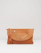 New Look Croc Effect Chain Crossbody Bag - Tan