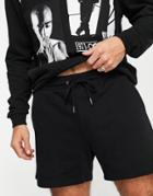 Asos Design Relaxed Jersey Shorts In Shorter Length In Black