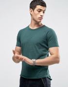 Selected Homme Raglan T-shirt With Curved Hem - Green