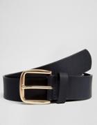 Asos Belt In Faux Leather With Rose Gold Buckle - Black