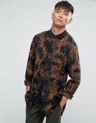 Asos Oversized Shirt In Longline With Drop Shoulder And Tie Dye - Beige