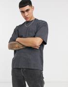 Asos Design Organic Oversized T-shirt With Crew Neck In Charcoal Heather-grey