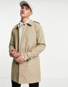 Only & Sons Single Breasted Trench In Beige-neutral