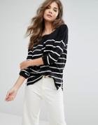 Brave Soul Stripe Sweater - Black