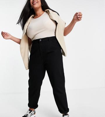 Dtt Plus Lou Mom Jeans In Black