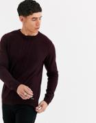 Threadbare Cable Knit Sweater In Burgundy