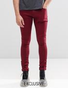 Liquor & Poker Super Skinny Jeans Burgundy - Red