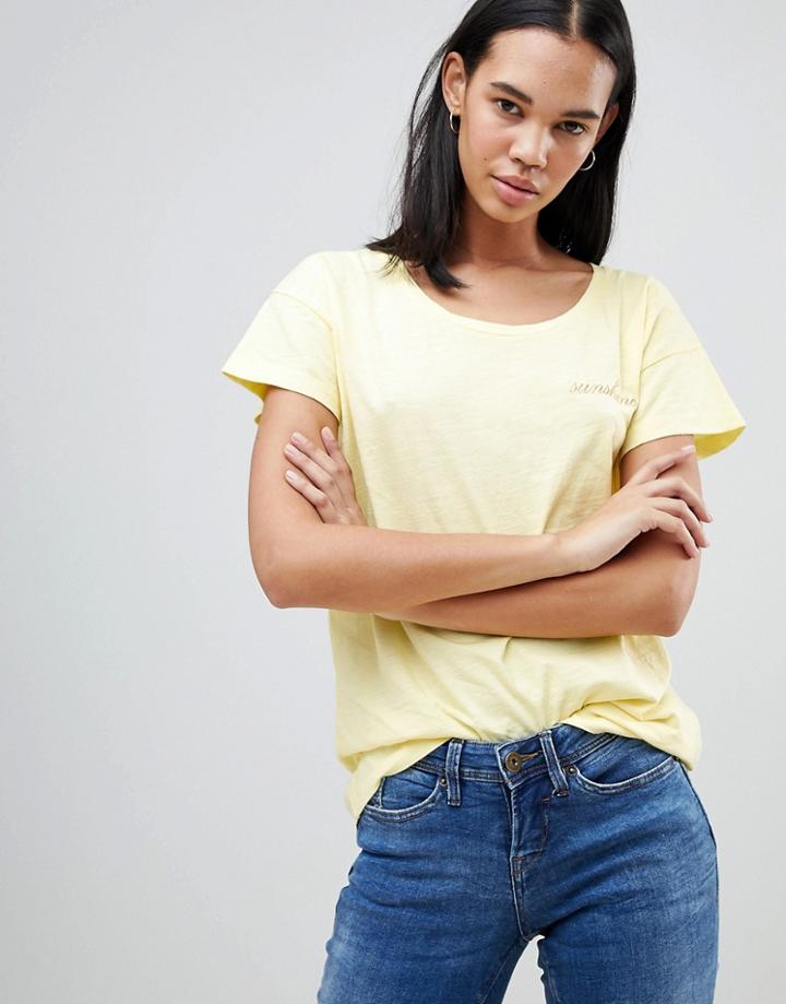 Blend She Cut Sunshine Print T-shirt - Yellow