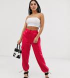 Asos Design Petite Pocket Detail Utility Pants-pink