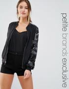 Maya Petite Embellished Bomber Jacket - Black