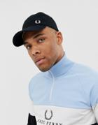 Fred Perry Pique Classic Baseball Cap In Black