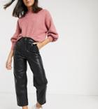 Monki Peg Pu Pants In Black