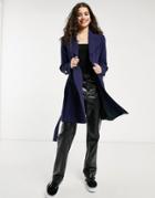 Oasis Light Weight Wrap Coat In Navy