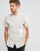 Selected Homme Short Sleeve Grandad Shirt - White