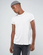 Night Addict Eyelet T-shirt With Back Embroidery - White