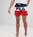 Fila Black Line Swim Shorts With Panel Logo In Navy - Navy