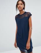 Vero Moda Tall Tunic Dress With Lace Yoke - Black