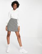 Little Mistress 2-in-1 Check Boucle Skirt Mini Dress In Monochrome-multi