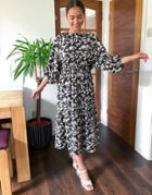 & Other Stories Floral Print Smock Dress In Black
