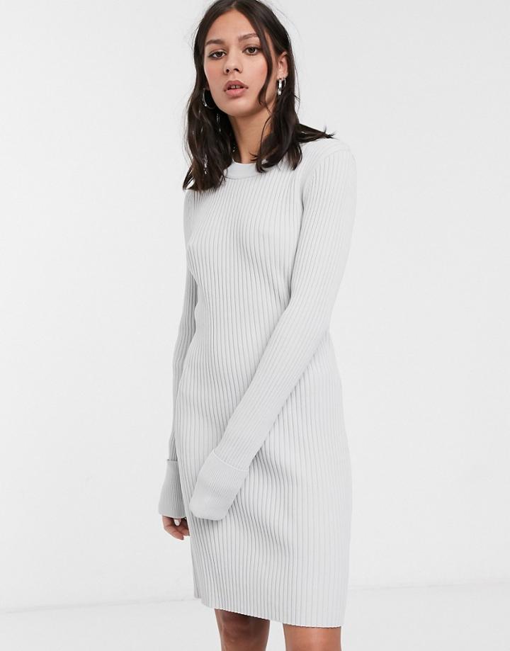 Weekday Ribbed High-neck Maxi Dress In Off White