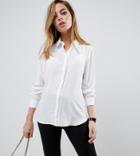 Asos Design Petite Soft Long Sleeve Shirt-white