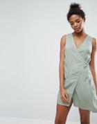 A State Of Being Vanish Wrap Dress - Green