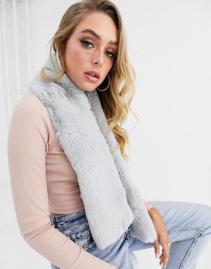 Jayley Faux Fur Wrap Through Scarf-gray