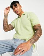 Bolongaro Trevor Textured Half Zip Knitted Short Sleeve Polo-green
