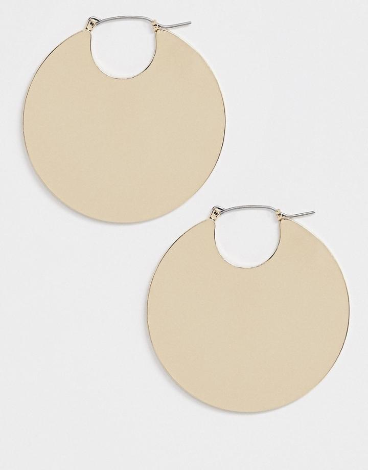 Asos Design Hoop Earrings In Sleek Solid Circle Design In Gold - Gold