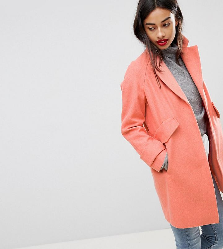 Asos Petite Pocket Detail Coat-pink