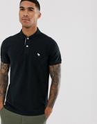 Abercrombie & Fitch Icon Logo Pique Polo In Black