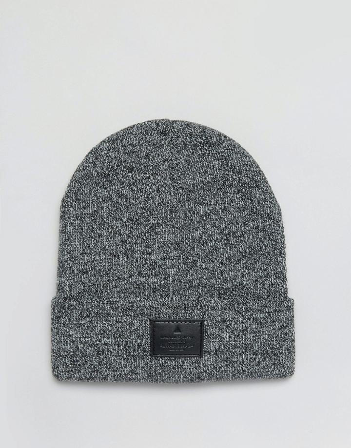 Asos Patch Beanie In Black And White Twist - Black