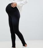 Asos Design Maternity Leggings With Pearl Hem - Black