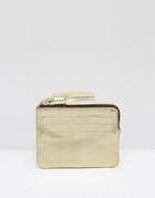 Asos Metallic Leather Coin Purse With Tassel - Gold