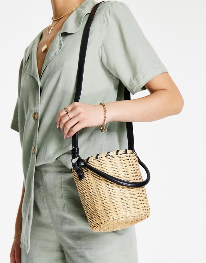 Topshop Wicker Bucket Bag-neutral
