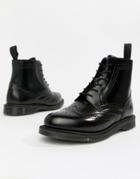 Dr Martens Delphine Brogue Black Leather Lace Up Flat Ankle Boots - Black