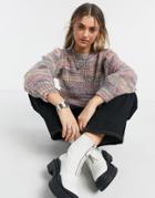 Topshop Spacedye Cropped Sweater In Pink
