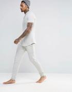 Asos Loungewear Super Skinny Waffle Jogger With Elasticated Waist & Cuff - Gray