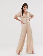 Finders Keepers Cristina Wide Leg Pant In Sketch Print - Beige
