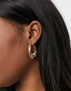 Monki Debra Tiered Hoop Earrings In Gold
