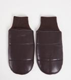 My Accessories London Exclusive Leather Look Padded Mittens In Brown-black