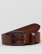Asos Slim Leather Belt With Vintage Finish And Black Coated Buckle - B