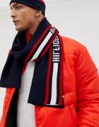 Tommy Hilfiger Icon Logo Knitted Scarf In Navy - Navy